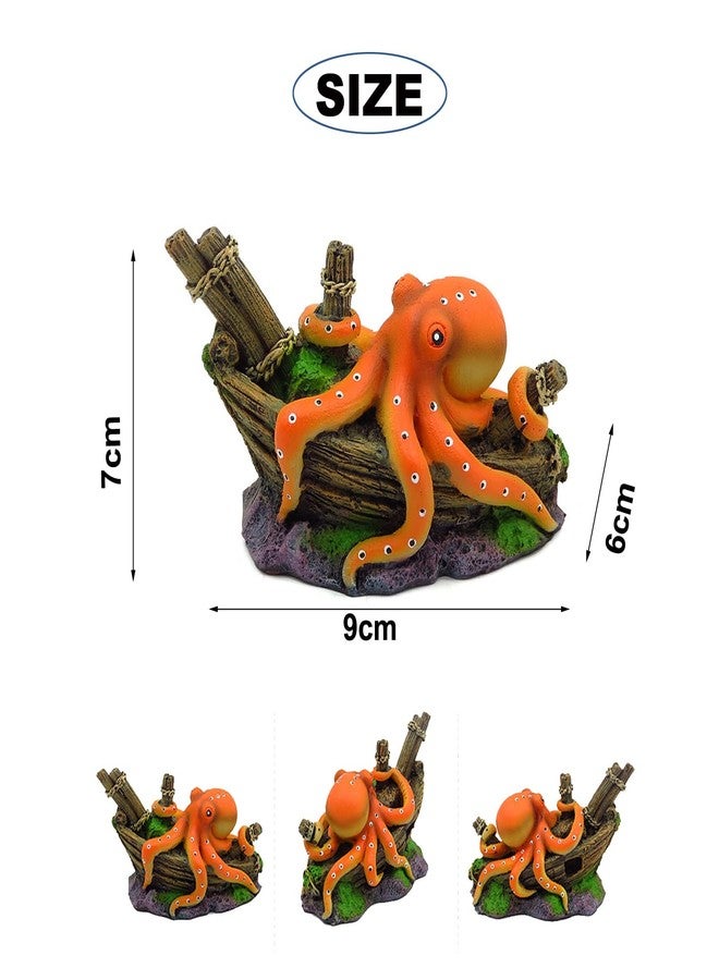 KnocKconK Adventure! Cute Little Diver Fish Tank Decorations, 3 Pack Floating Aquarium Decoration, Funny Fish Tank Decor, Retro Old Octopus Wreck Ornament Artificial Resin Accessories (pink volcano set) - Image 4